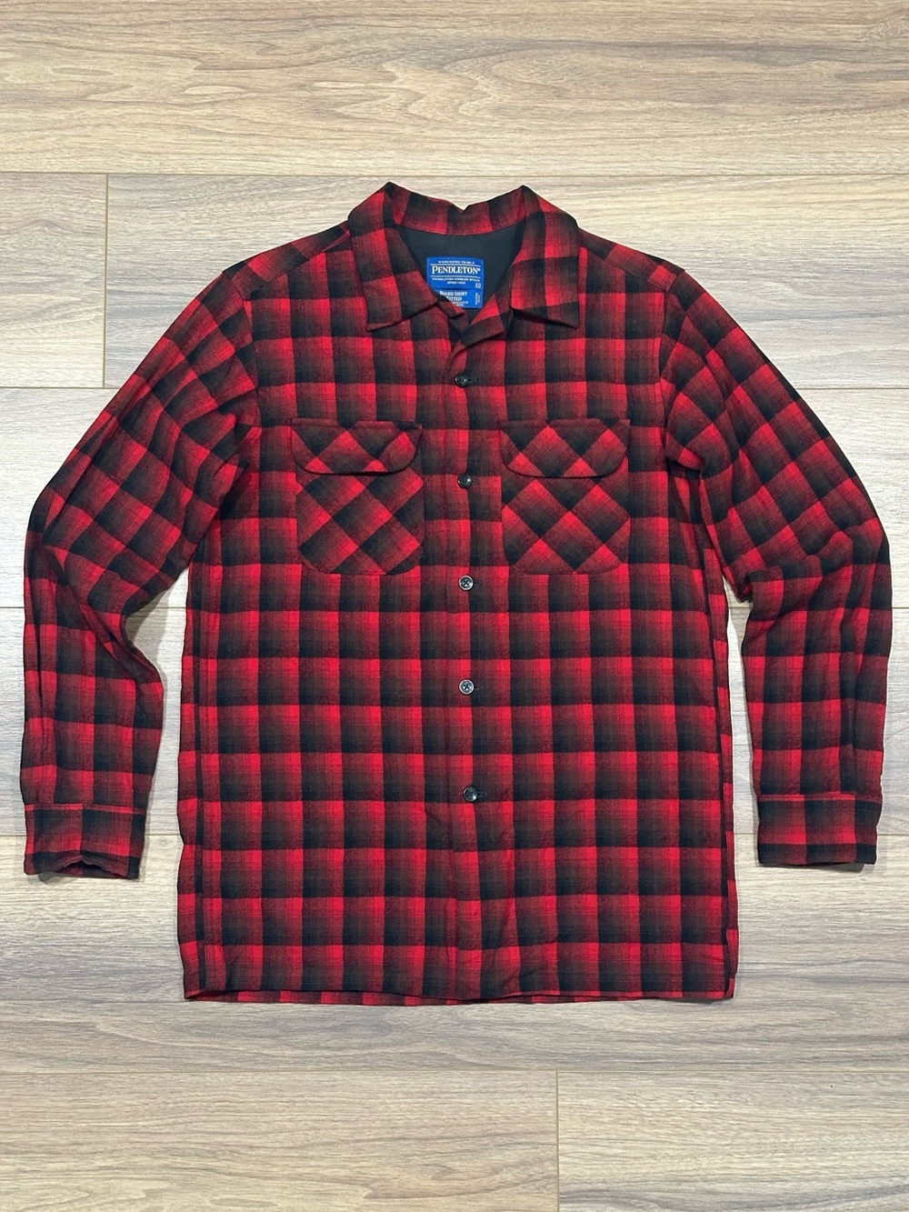 Pendleton The Board Shirt Fitted Long Sleeve Button Down Red/Black Plaid - Small